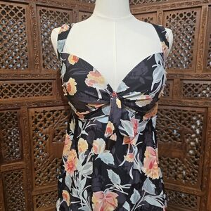 Torrid Black Floral Bikini Top